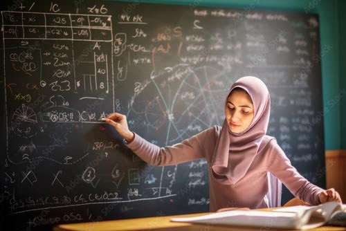 Instructor at a blackboard